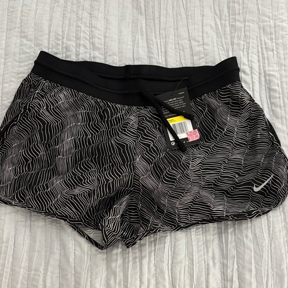 Nike Women's Black and White Athletic Shorts